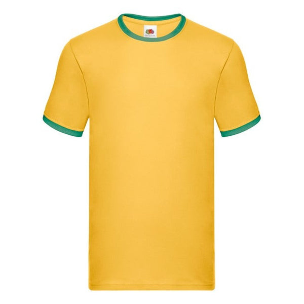 Fruit of the Loom Ringer Tee - Sunflower Yellow/Green