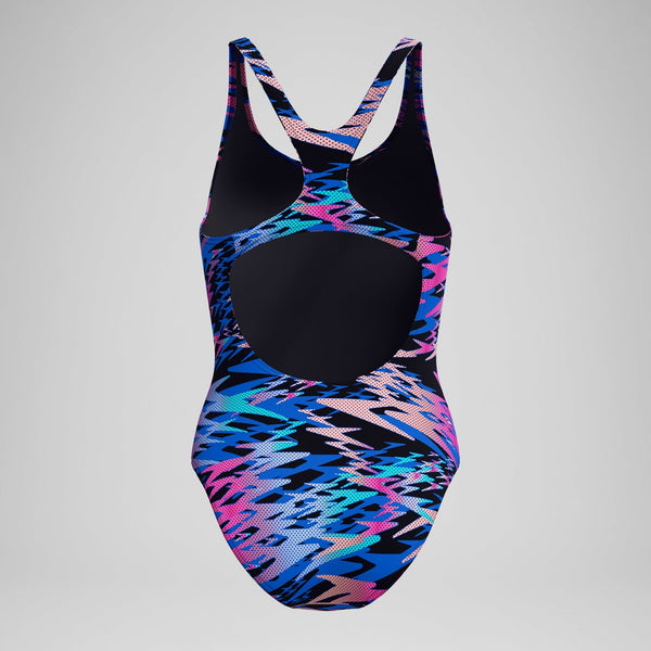 Speedo Hyperboom Print Medalist 1PC Swimsuit - Black/Pink