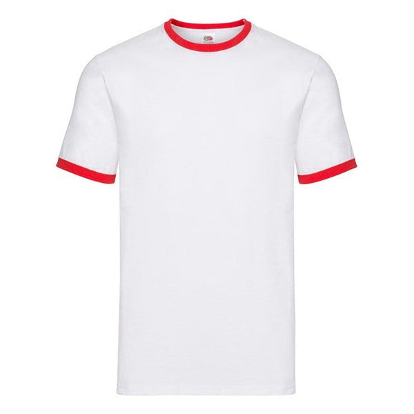 Fruit of the Loom Ringer Tee - White/Red