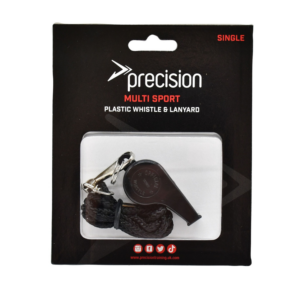 Precision Plastic Whistle & Lanyard -Black