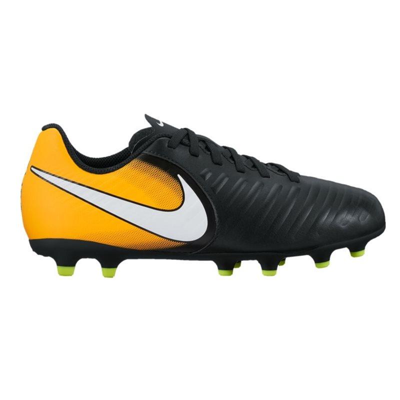Jr. Tiempo Rio IV (FG) Firm-Ground Football Boots - Black/Laser Orange