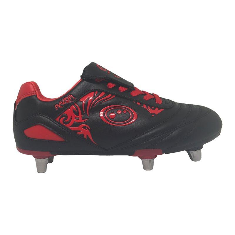 Kids Razor Rugby Boots - Black/Red