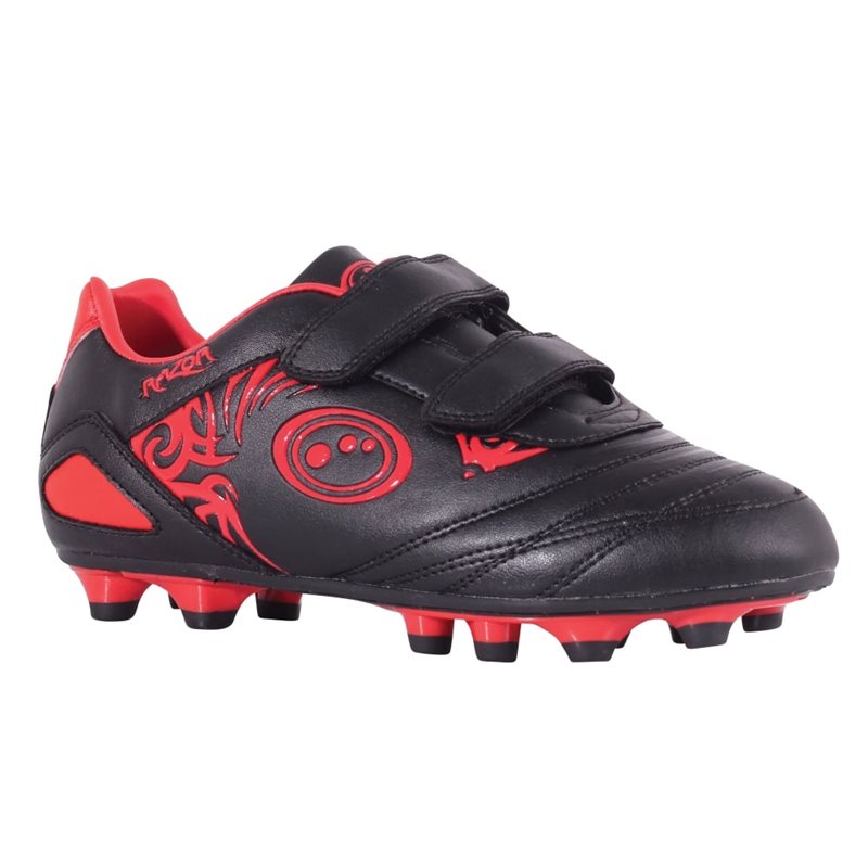 Kids Razor Velro FG Football Boots - Black/Red