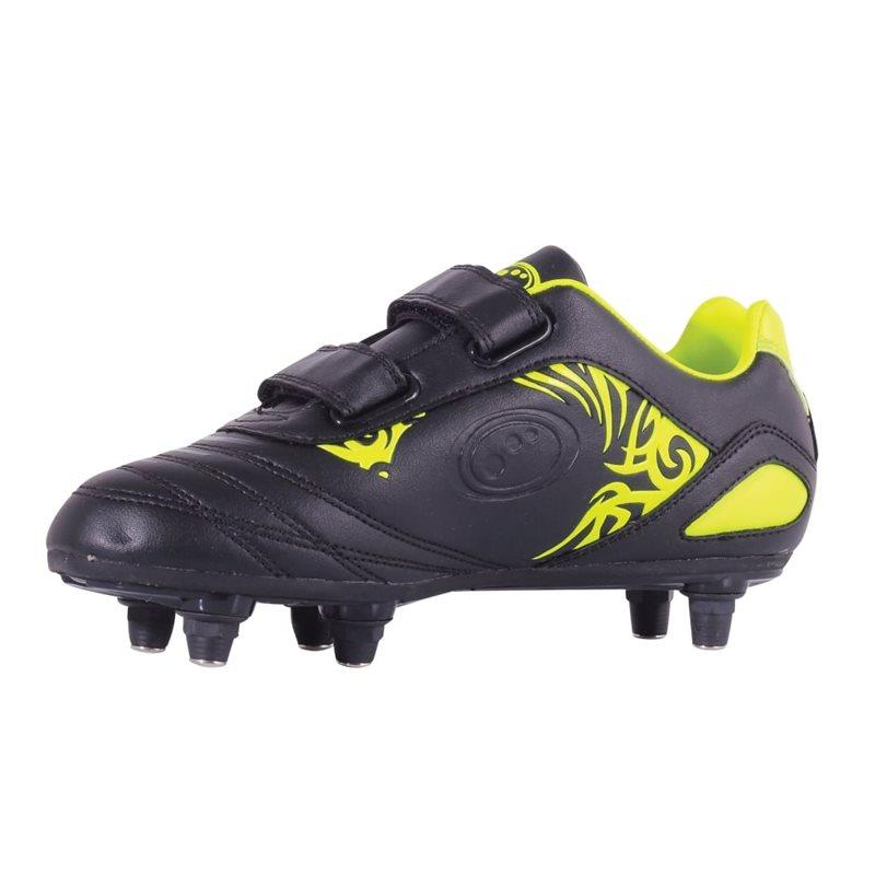 Kids Razor Velro SG Football Boots - Black/Fluo Yellow