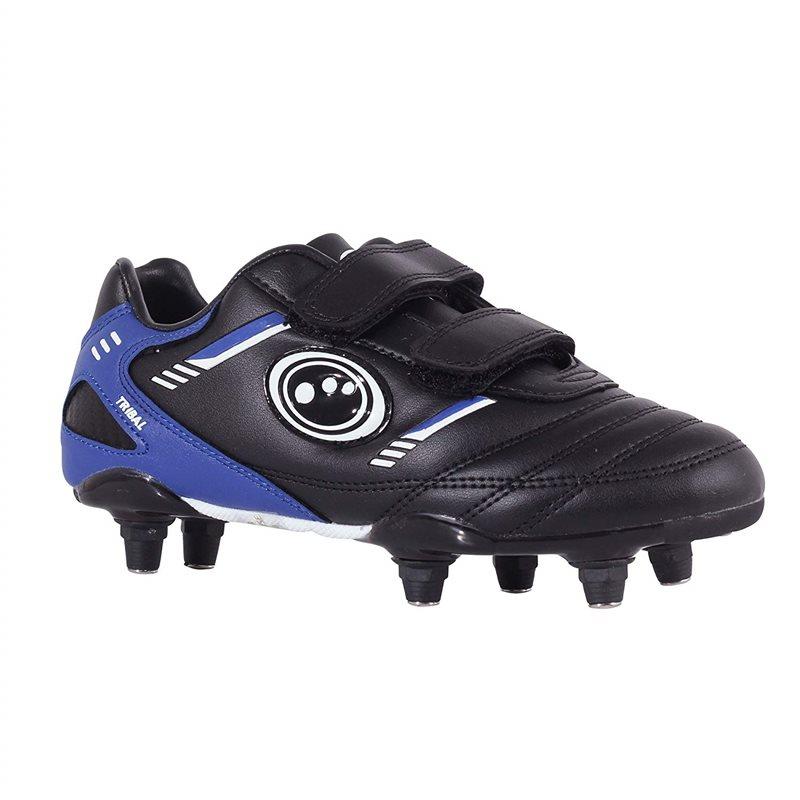 Tribal Junior Non Laced Stick Rugby Boots - Black/Blue